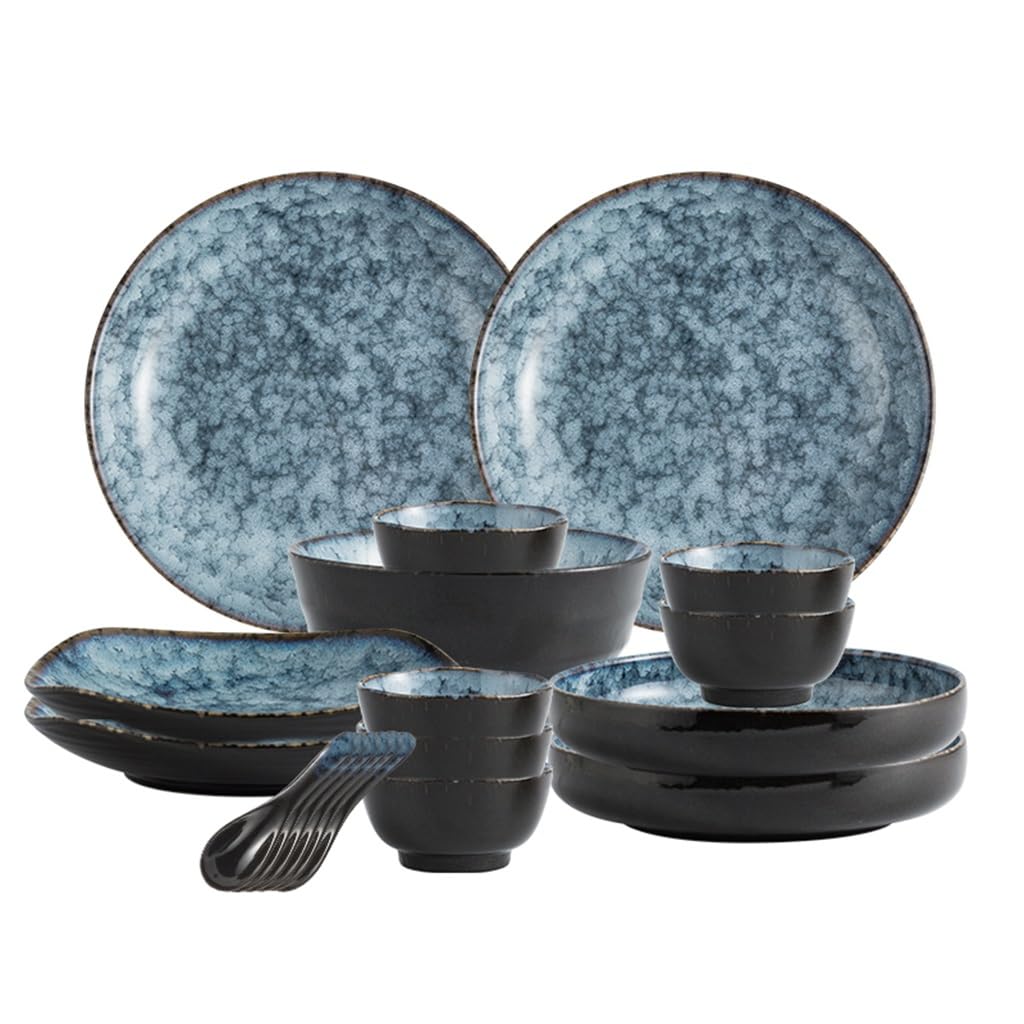 Japanese Ceramic Tableware Set, 19 Pieces Dinnerware Set,Kitchen