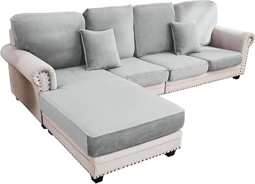 Miniatura 100 de Funda para sofá, funda de cojín de terciopelo elástico de 2 piezas, funda elástica lavable para asiento o respaldo, fundas de asiento de sofá para