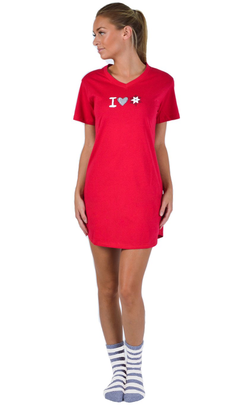 Women's Nightgown and Socks - Gift Set - Cotton Sleep Shirt - Comfortable Sleepwear Pajama Top