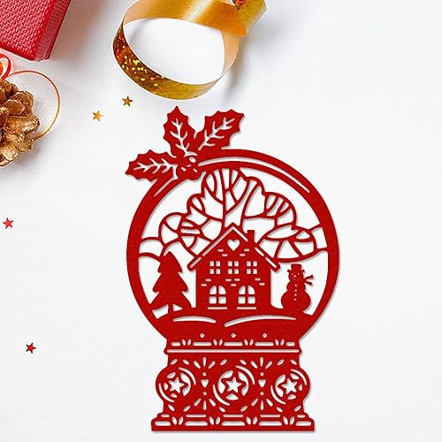 Miniatura 3 de Troquel de corte de metal de bola de cristal de Navidad para hacer tarjetas, muñeco de nieve de casa troquelado para árbol de Navidad troquelado,