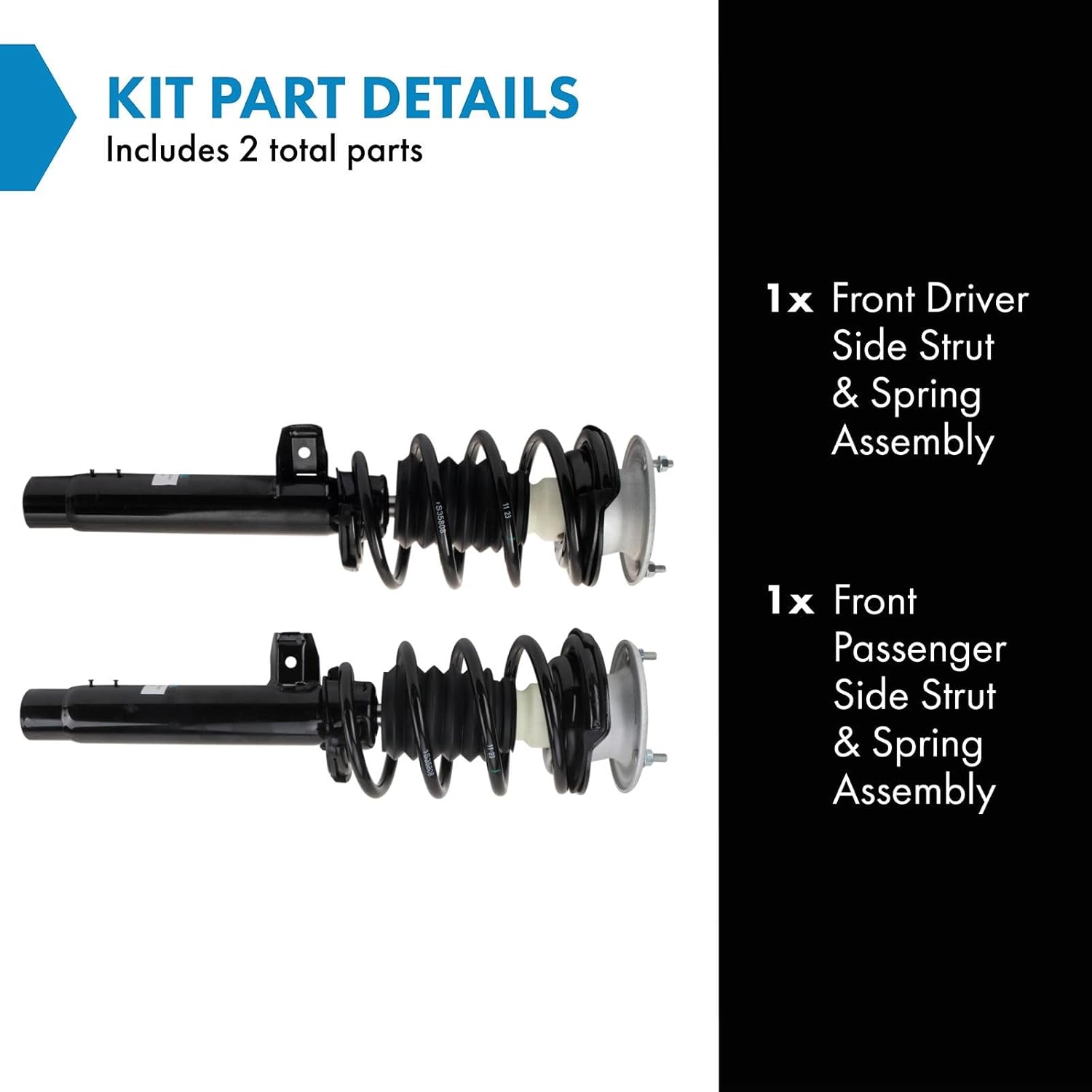 TRQ Front Driver and Passenger Side Strut and Spring Assembly Set Loaded Pre-Assembled Coil Spring Spring Seat Spring Isolator Compatible with 13–15 BMW X1 AWD