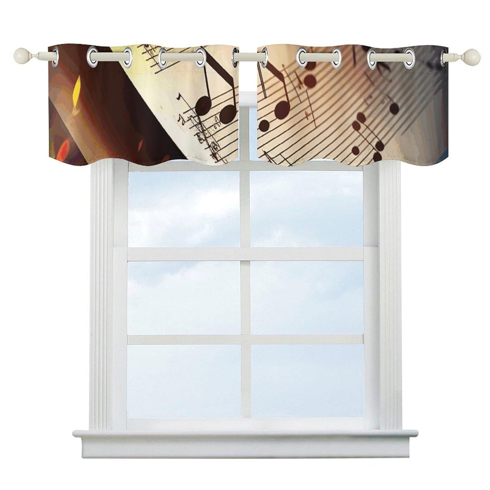 Rideaux occultants 132x45 cm lot de 2 avec passe-tringle pour cuisine et petite fenètre
