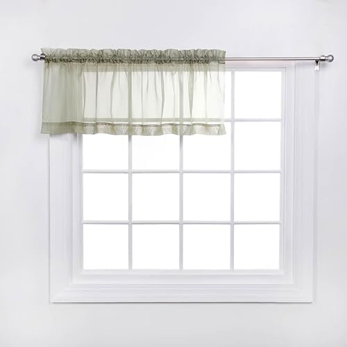 Miniatura 3 de Stylemaster Elegance Cenefa recta de gasa transparente, 60 x 14 pulgadas, salvia