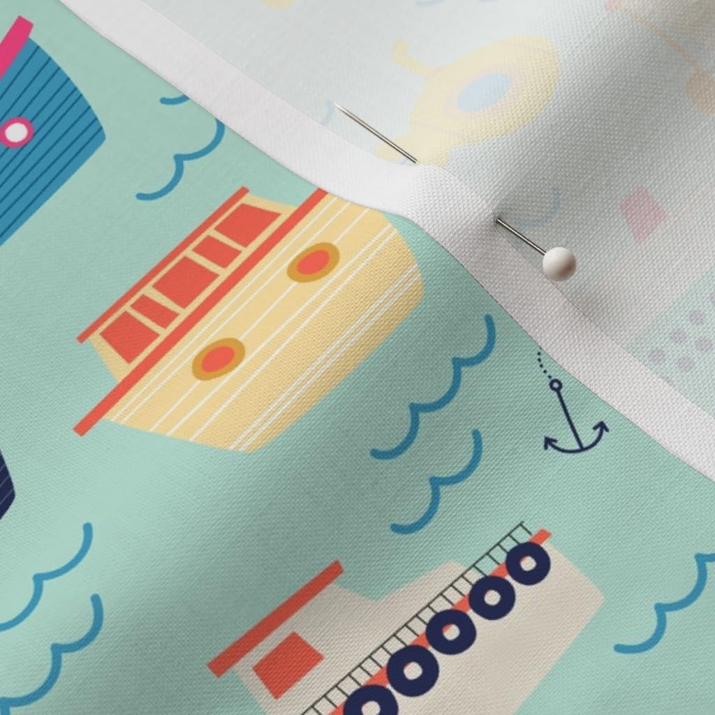 Spoonflower Fabric - Boaty Boat Boats Nursery Sea Nautical Printed on Petal Signature Cotton Fabric by The Yard - Sewing Quilting Apparel Crafts Decor