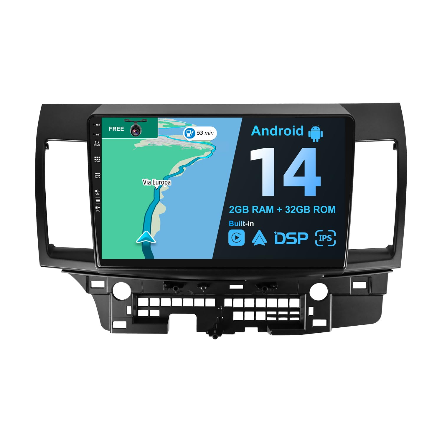 BXLIYER Android 14 IPS Car Stereo For Mitsubishi Lancer (2010-2016) - Built-in Carplay + Android Auto - 2G+32G - Rear Camera FREE - 10.1 Inch 2 Din - Steering Wheel WiFi 4G DAB Fast-boot Split-Screen