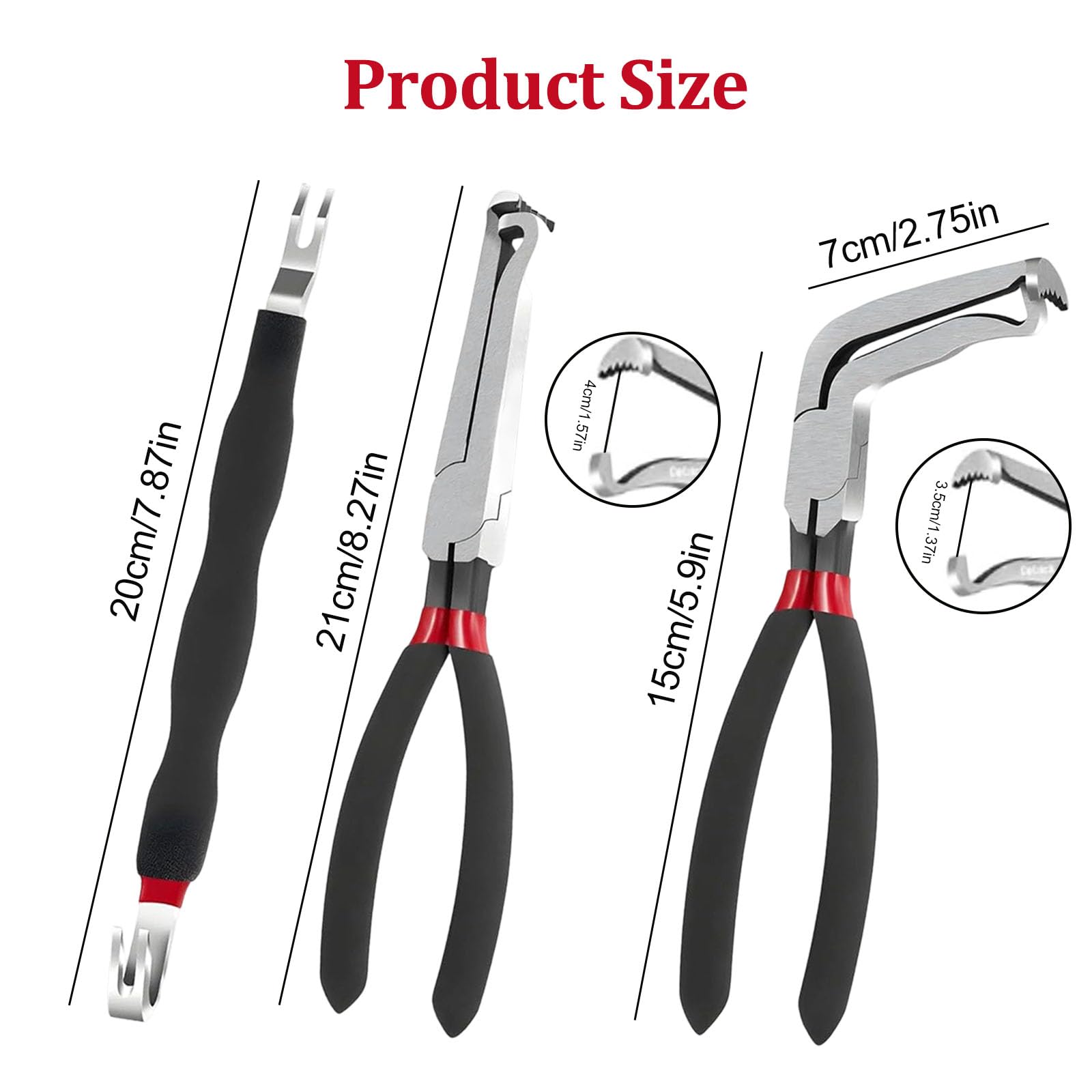 3PCS Electrical Disconnect Pliers 37960, 37980 Electrical Connector Pliers for Cars, 13120 Electrical Connector Separator, Fuel Line Petrol Pipe Automotive Disconnect Tool, Push Tab Style Plugs