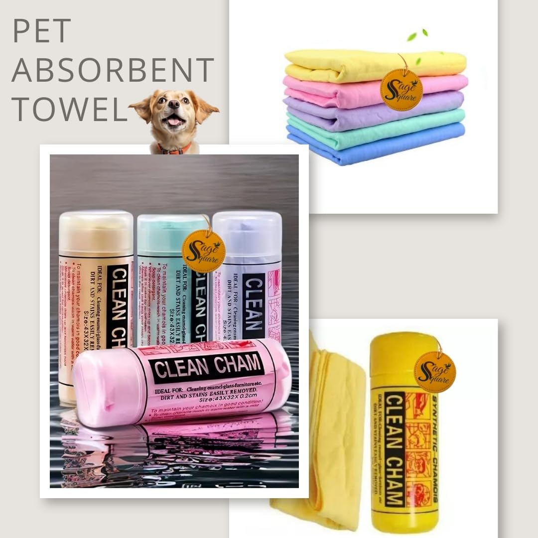 Sage Square Dog Quick Dry, Super Absorbent Microfiber Soft Towels, Dog Shower Cleaning Accessories, Grooming Accessory, Bathing Towel, Soft Material, Quick Dry Eco Friendly Dog Bath Towel (Random) 4