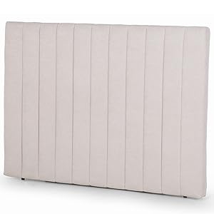 BUDWING Florance Cabecero de Cama Tapizado 140/160 cm con Rayas Extra Confort – para Camas de 90 a 160 cm – Tapizado hasta el Suelo en Tejido Suave – 160x120 cm – Beige