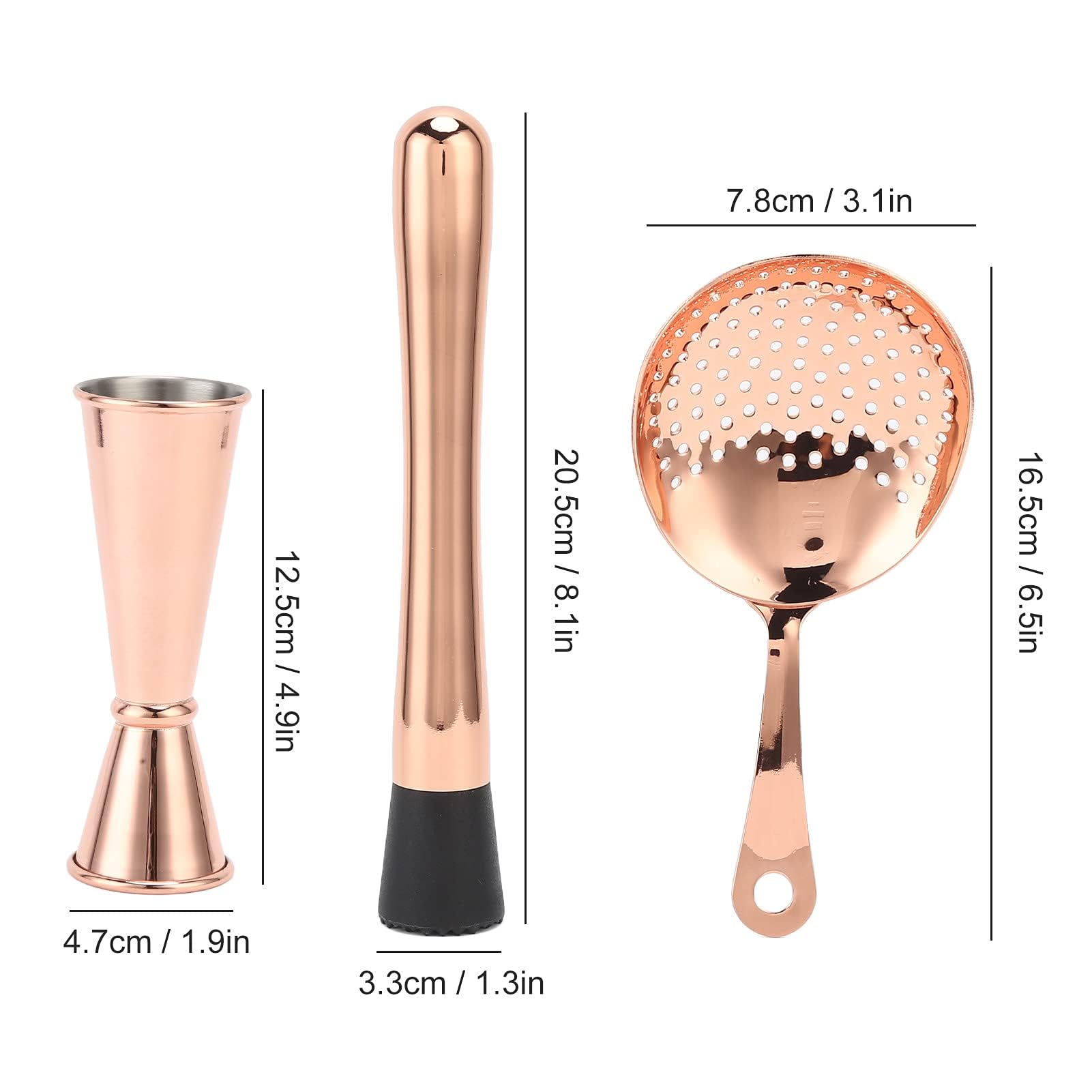 Juego de 11 cocteleras artesanales de acero inoxidable para barman, colador de cócteles, accesorios para fiestas en casa y barman (oro)