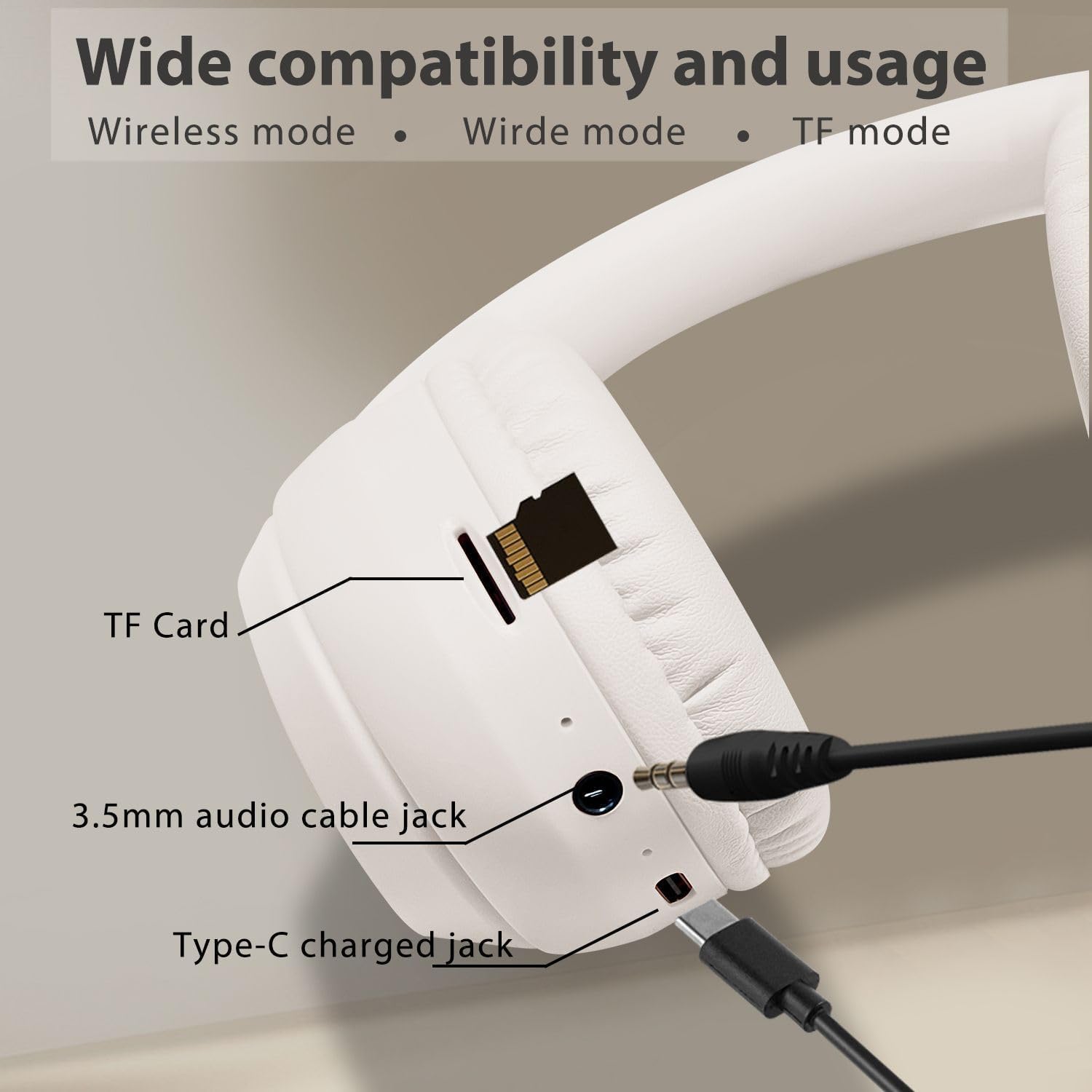 Bluetooth 5.3 Wireless Headphone Over Ear With Microphone JINLAKZ-XM4 (White)
