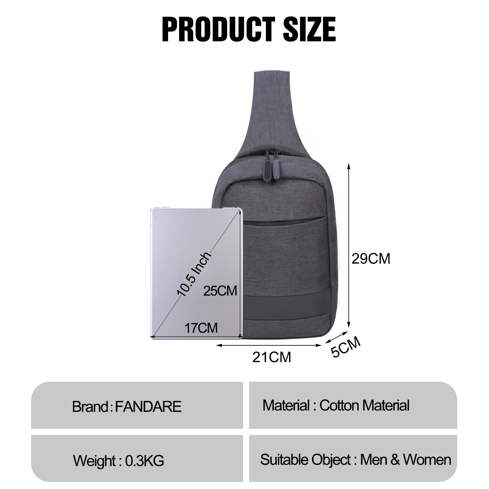 FANDARE Men Sling Shoulder Bag Crossbody Bag Motorcycle Chest Crossbody Bag Cover Pack for Hiking Cycling Travel Outdoor Sport Gym College Small Casual Backpack Black - Image 3
