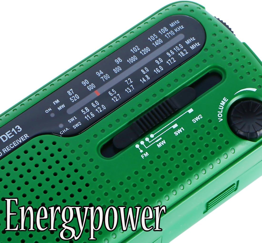 DEGEN DE13 4バンド防災ラジオ ソーラーバッテリー＆手回し発電 ポータブルBCL受信機 FM/AM 【注目】