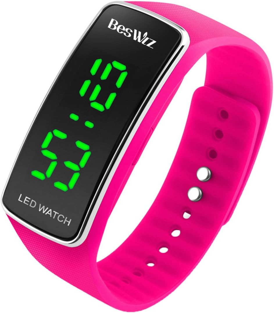 Watch Unisex Digital Watch Waterproof Sport Wristwatch Boys Girls Men Women Pink