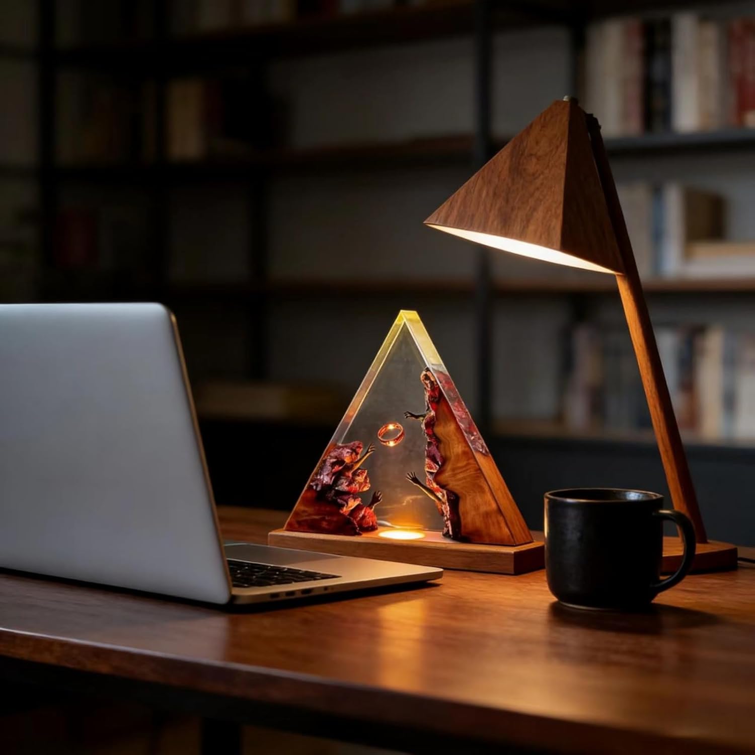 Mystical Resin Night Light - Handmade 3D Art Lamp for Fantasy Decor, Creative Gift for Your Best Friend, Unique Desktop Decorations, Add Atmosphere to Home and Office Resin Lamps(Orange,Small)