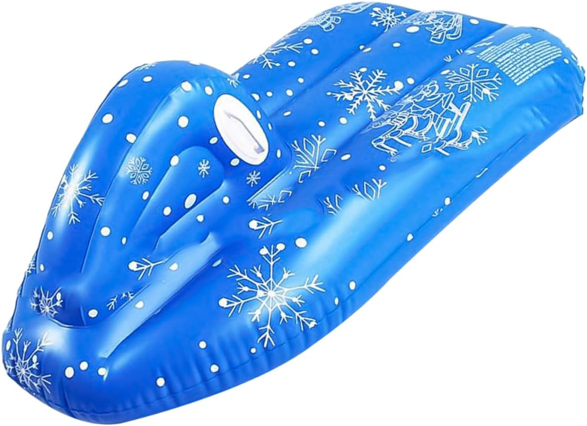 Inflatable PVC Snow Sled and Skiing Tube Cold-Resistant Winter Snow Raft with Heavy-Duty Thickened Design and Portable Handles for Outdoor Sledding