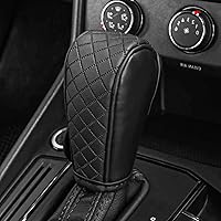 KUQUTIDY Anti-Slip Leather Gear Shift Knob Cover - Breathable Universal Protector for Cars Trucks SUVs (Black)