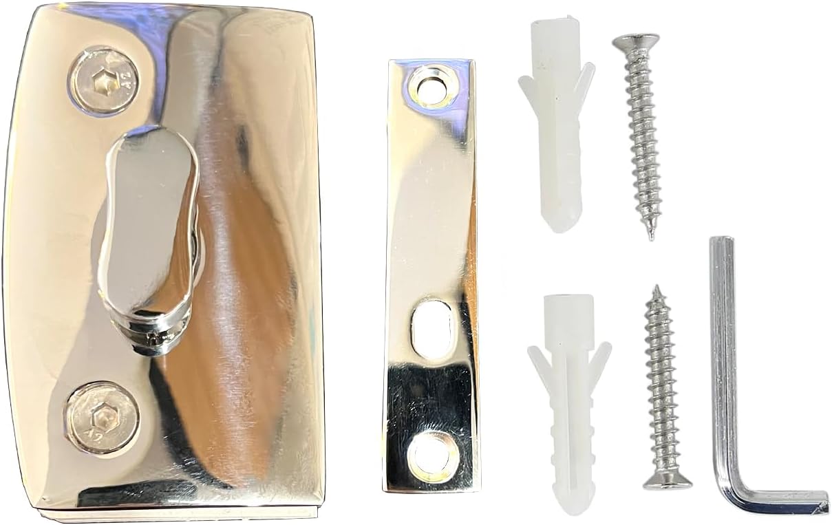 Stainless Steel 304 Garde Wall to Glass Shower Door Lock for 3/8" ~ 1/2" Thickness Glass - QL-4002 (Satin Brushed)