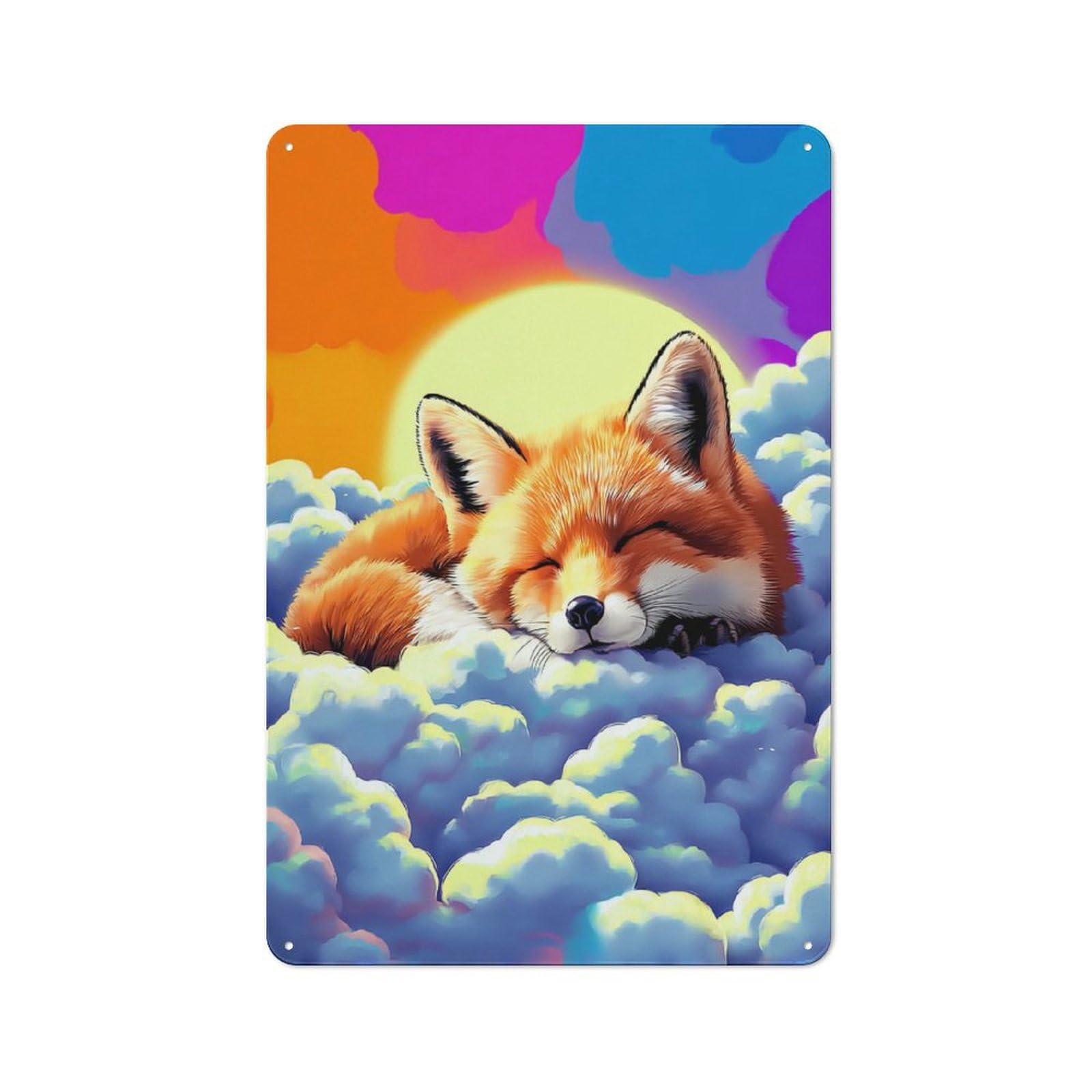 Junmoney Fox Dreams In Clouds -1 Retro Tin Sign 30X20cm For Lounge Or Reading Corner, Gift For Lounge Decor Fans During The Christmas Season