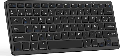 CC Store iPad Keyboard, Bluetooth Spanish Ñ Keyboard for Tablet, iPad, iPad Air, iPad Pro, iPad Mini, iOS/Android/Windows, Ultrathin & Rechargeable, Black
