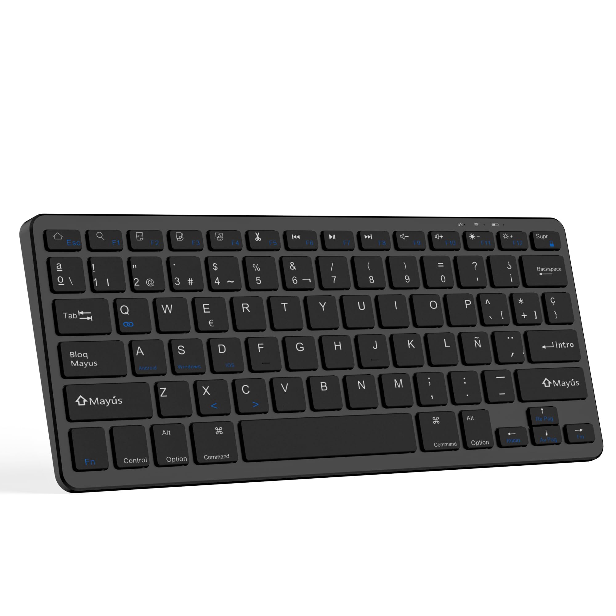 CC Store Teclado iPad, Teclado Bluetooth Español Ñ para Tablet, iPad, iPad Air,iPad Pro, iPad Mini, iOS/Android/Windows, Ultradelgado & Recargable, Negro