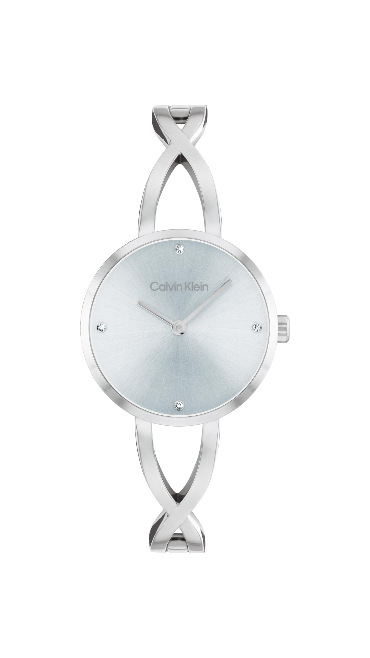 Calvin KleinTwo Hand Quartz Movement Watch for Women Sculpted Embrace Collection with Stainless Steel Bangle Bracelet - Available in Silver, Gold or Two-Tone