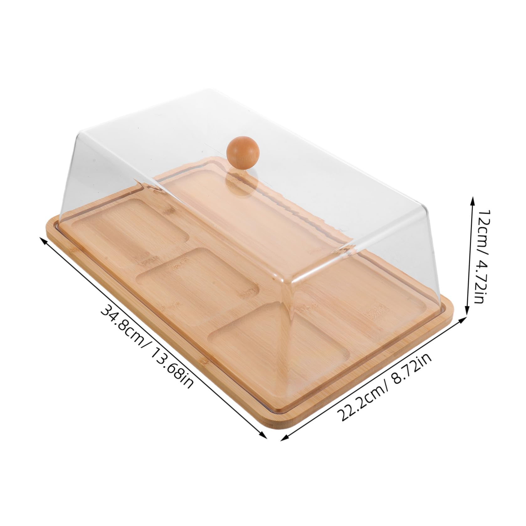 ABOOFAN Soporte Expositor de Bambú para Pasteles con Tapa Acrílica 35, 5 Cm