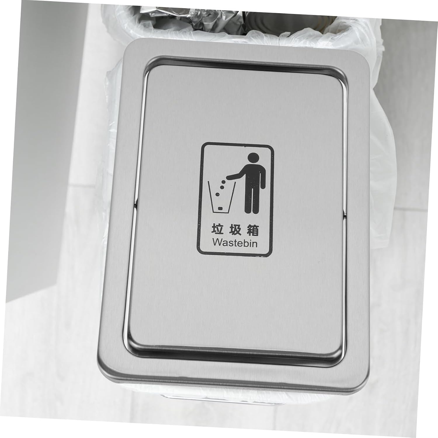 Stainless Steel Embedded Trash Can Lid for Countertops, Rectangle