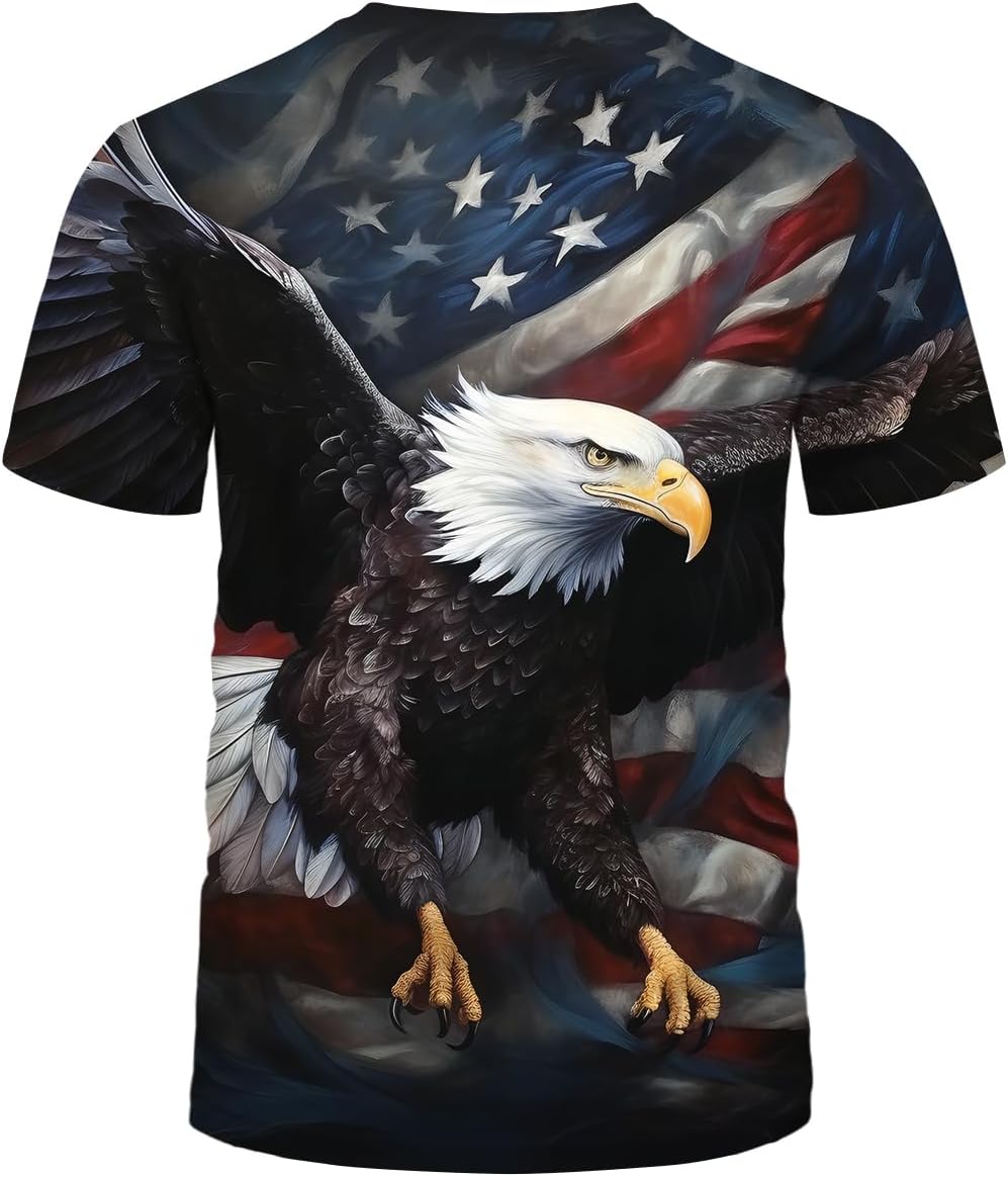 Vintage American Flag Animal Shirt T-Shirts Gorgeous Eagle Mountains Men Tee Top - Image 3