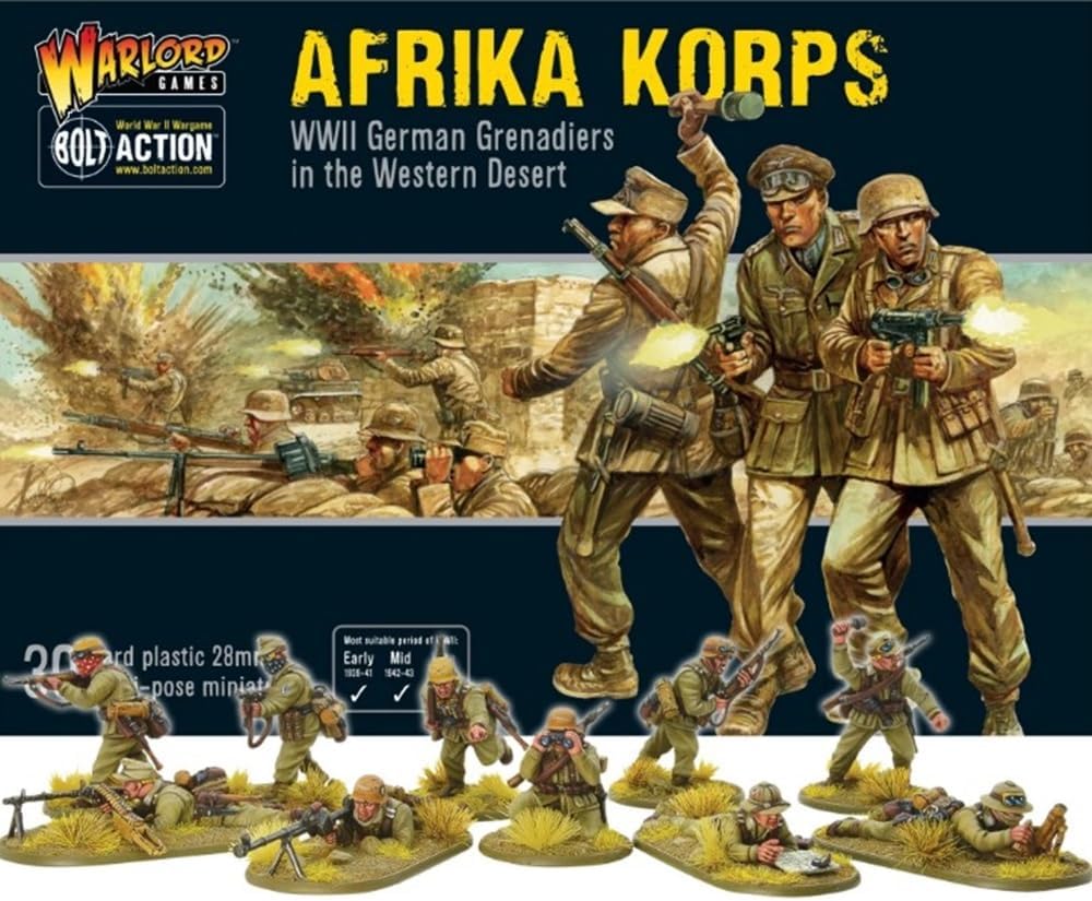 Warlord Games Afrika Korps - 28mm Scale Plastic Miniatures for Bolt Action Highly Detailed World War 2 Miniatures for Table-top Wargaming