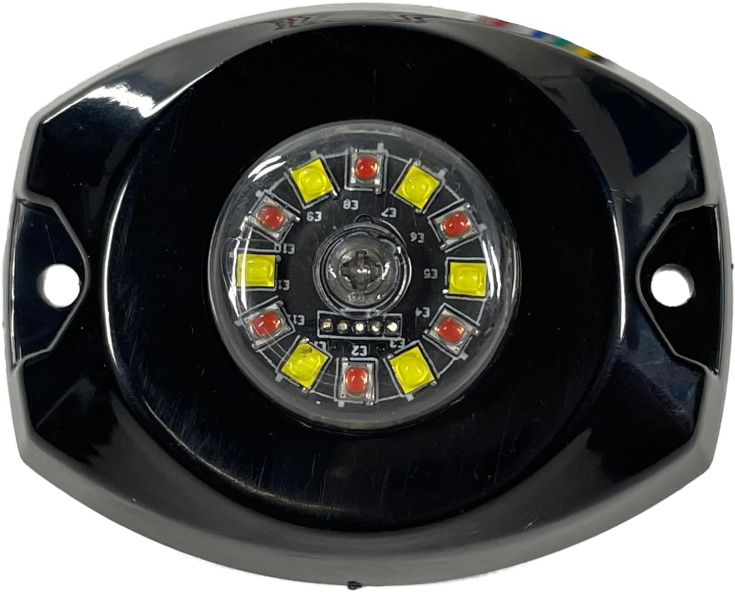 Dual Color [Amber/White/Blue/Red] High Intensity Hideaway Emergency Warning Strobe Light Internal Flasher/Driver & Surface Mount Flange Included [6pcs 3W LED Diodes per Color] (Blue/White Dual)