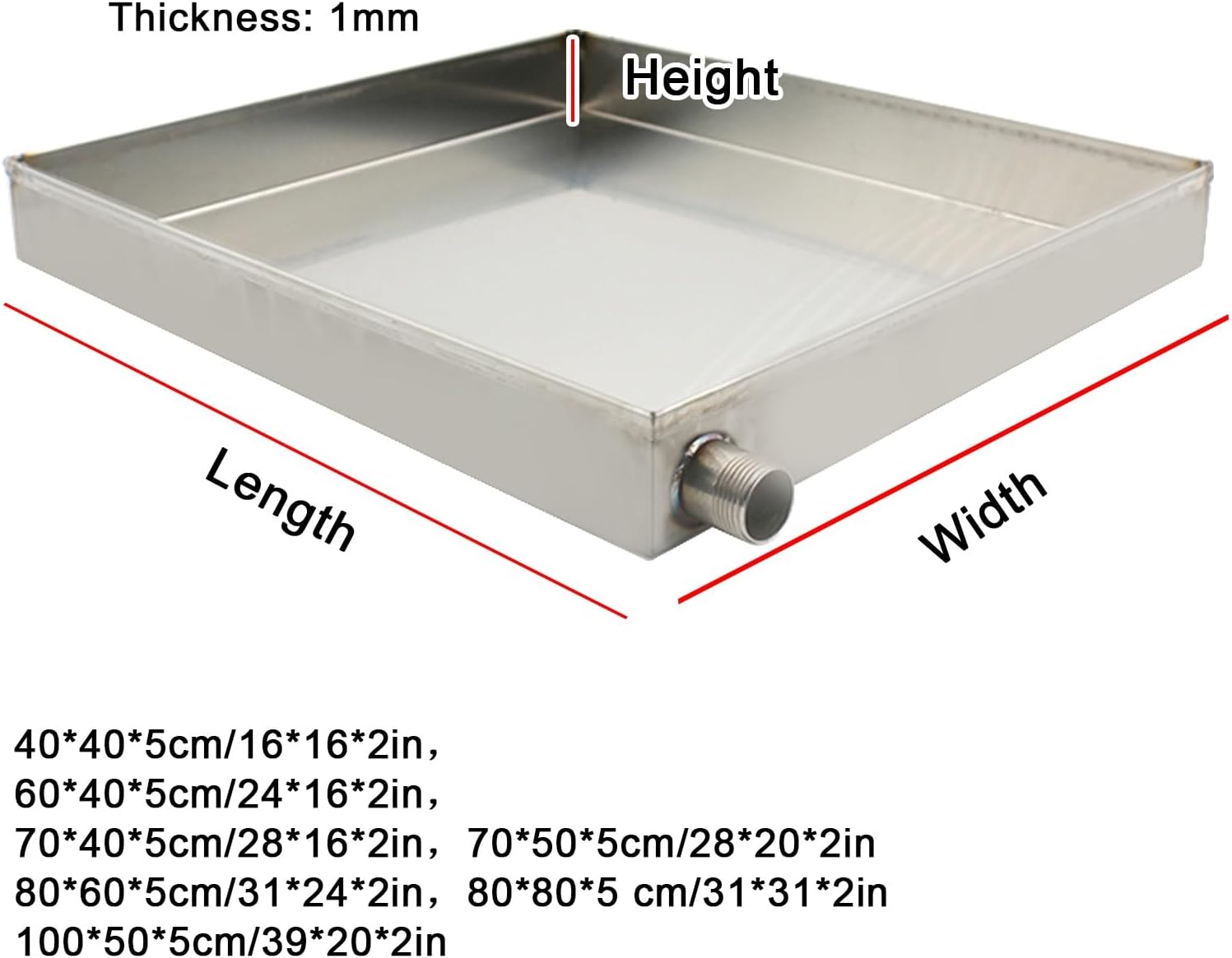 Stainless Steel Oil Drip Pan with Drain, 40x40cm Washing Machine Drain Tray, Home Kitchen Water Storage for Oil Change, Durable & Easy to Clean