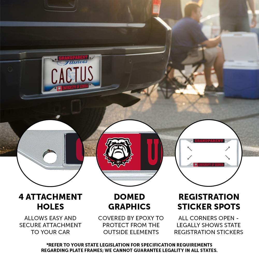 Desert Cactus University of Georgia License Plate Frame Bulldogs UGA Dawgs Metal Car Tag Holder for Front or Back of Car Officially Licensed (Grandparent) C
