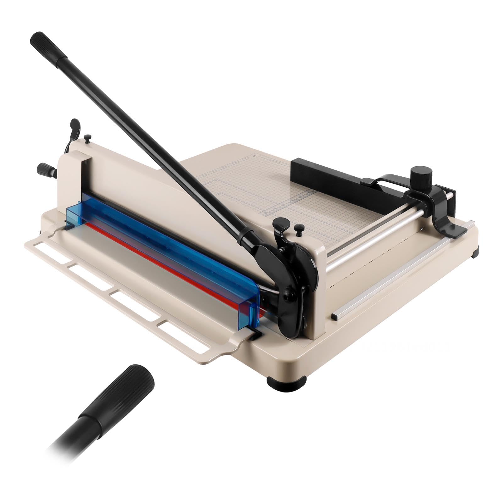 Taglierina a ghigliottina per carta da 43 cm (17 pollici) per impieghi gravosi, in acciaio ad alta velocità con scala graduata, capacità di 400 fogli, stabile con blocco e coperchio trasparente, ide