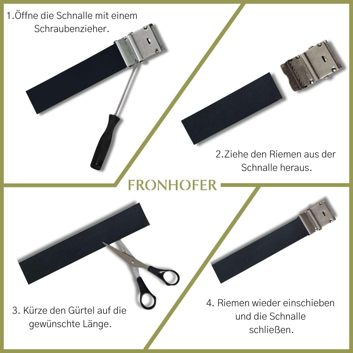 FRONHOFER Ledergürtel Herren 4 cm, stufenlos verstellbar, kürzbar