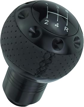 5 Speed Gear Shifter Knob, Leather Covered Aluminum Manual Car Stick Shift Handle Fit Most MT Transmissions, Black