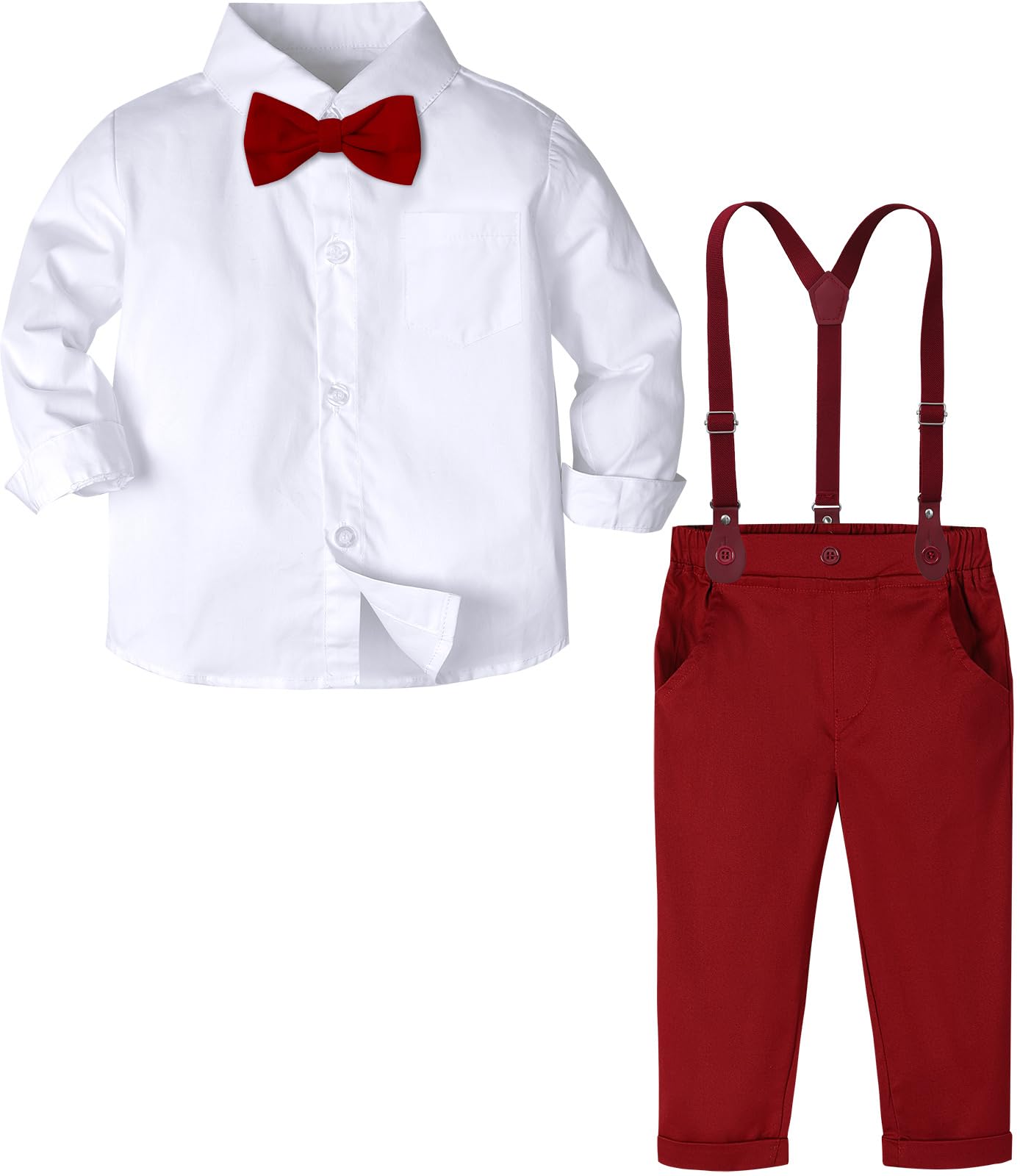 A&J DESIGN Completo formale per bambini e bambini, vestito da matrimonio, con bretelle, pantaloni da gentiluomo