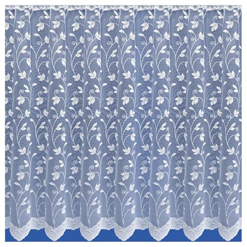 Tyrone Textiles Corsica Trailing Leaf Design Net Curtain with Rod Pocket Header Sold by the Metre (Drop - 36 / 91cm)