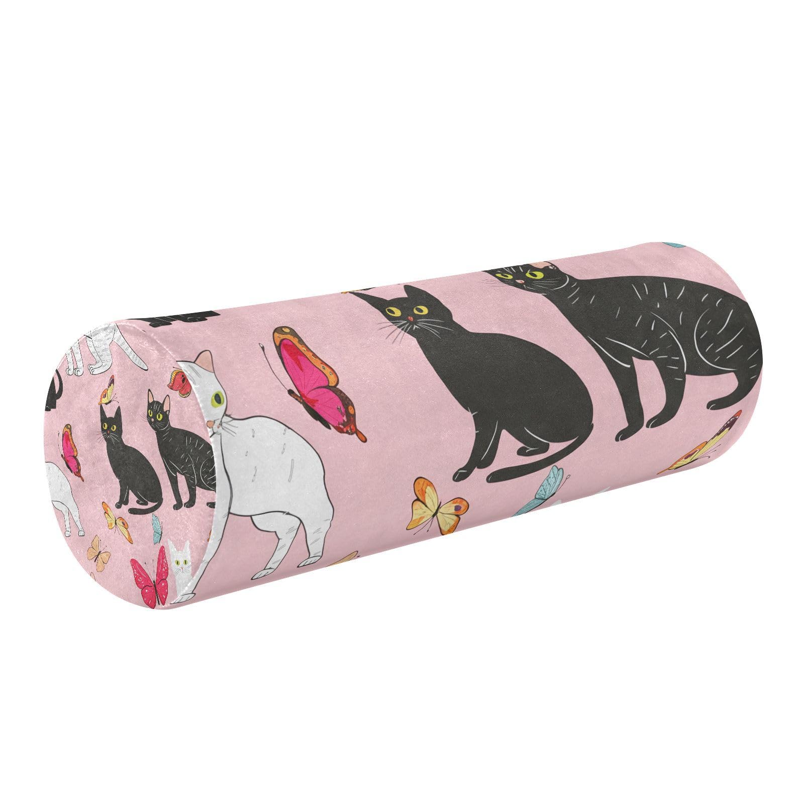 Kigai Butterfly Cats Cervical Pillow for Neck Pain Relief Neck Roll Memory Foam Bolster Pillow for Legs Bed Head Back Sleeping Support