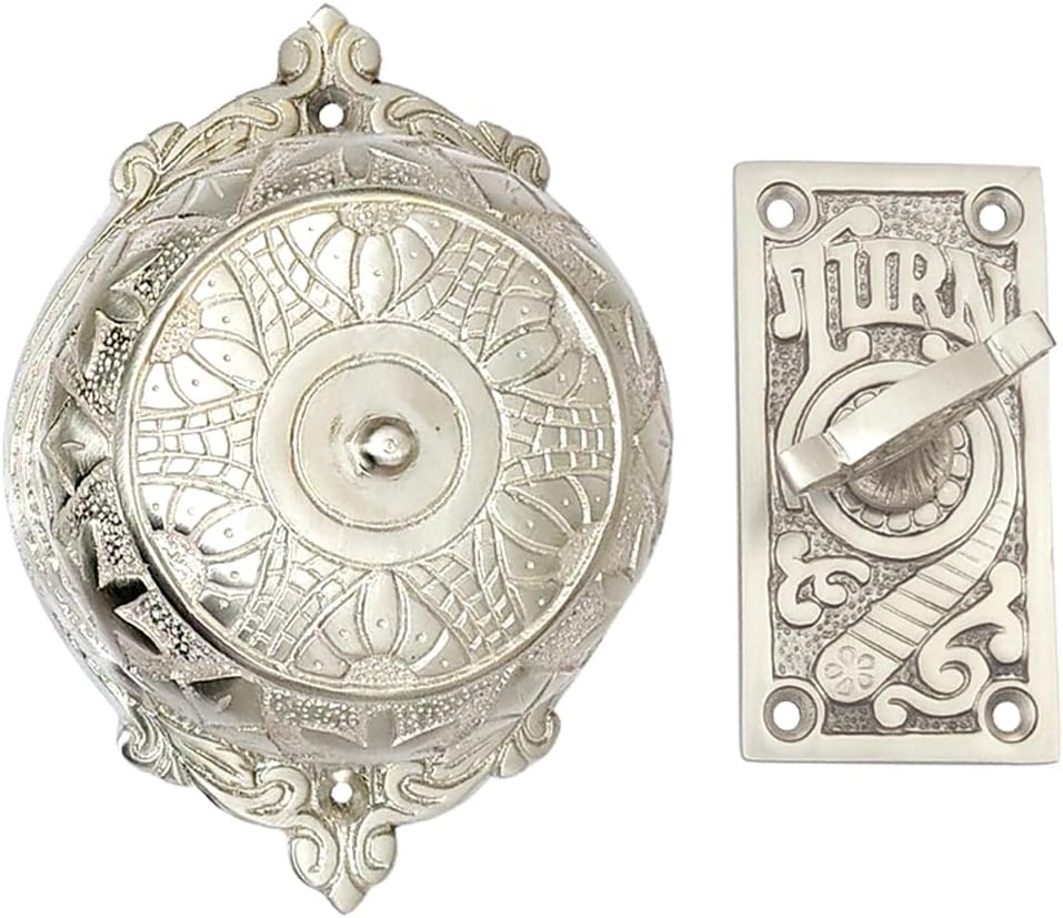 "Hezekiah" Brass Manual Old Fashioned Door Bell – Vintage Twist Bell – Mechanical Turn Door Bell for Home – (Pack of 1 Satin Nickel Finish)