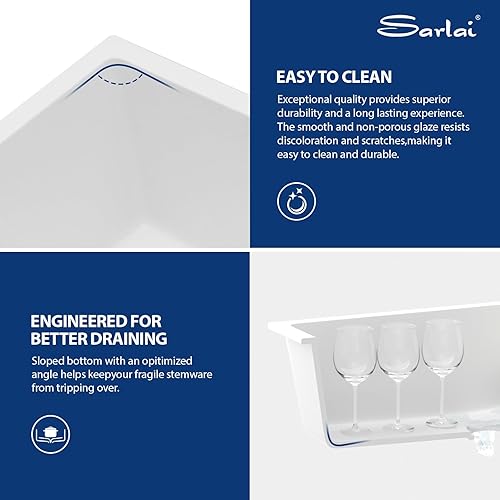 Miniatura 135 de Sarlai Fregadero de cocina negro de 18 x 18 pulgadas, fregadero de estación de trabajo de preparación de barra de 18 x 18 pulgadas, fregadero