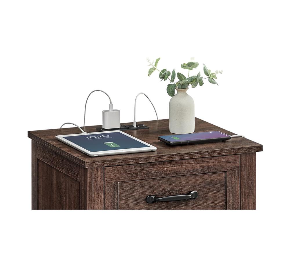 Amazon.com: VASAGLE Farmhouse Nightstand with Charging Station, 1