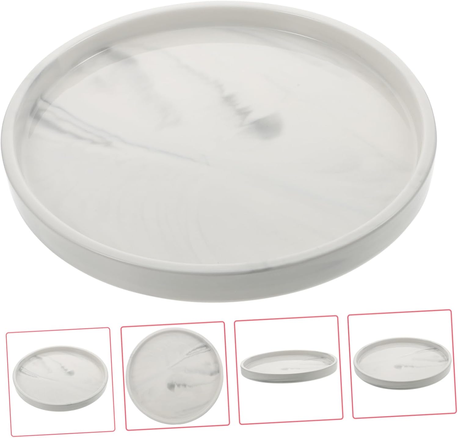 25cm Grey Marble Pattern Ceramic Storage Tray Multifunctional Jewelry and Cosmetic Organizer Stylish Sundries Holder for Home and Travel