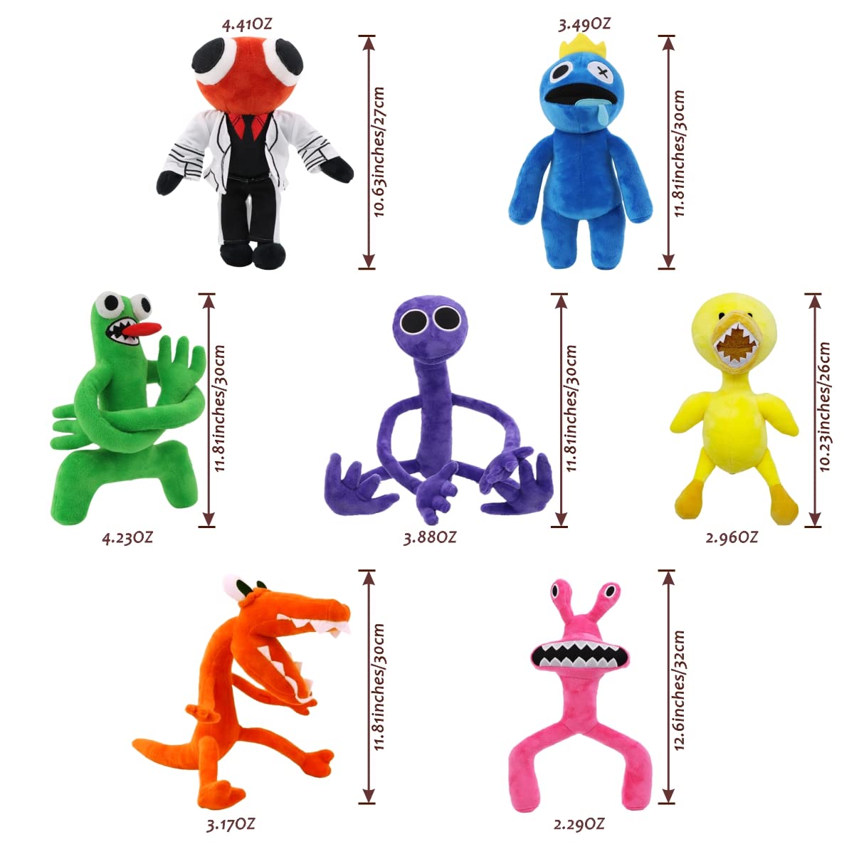 Amazon.co.jp: 7ピースレインボーフレンドぬいぐるみ、ぬいぐるみ