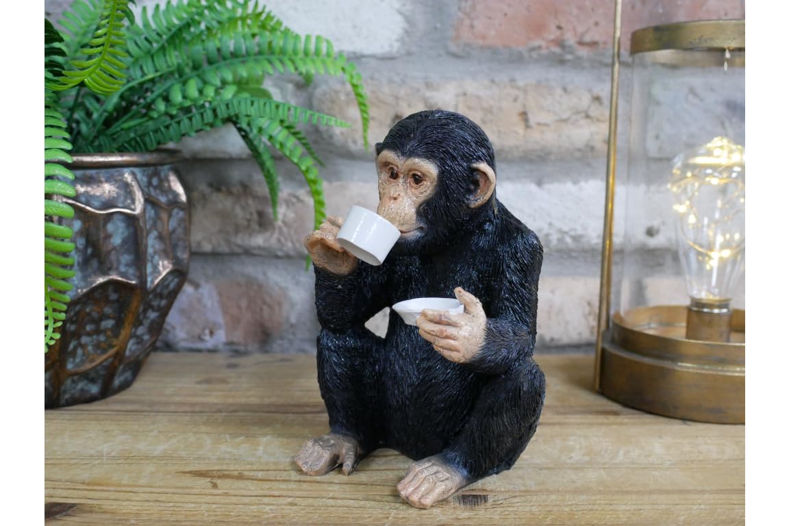 MAISONICA Tea Drinking Monkey Chimpanzee Chimp Figurine Ornament Gift - Intricate design