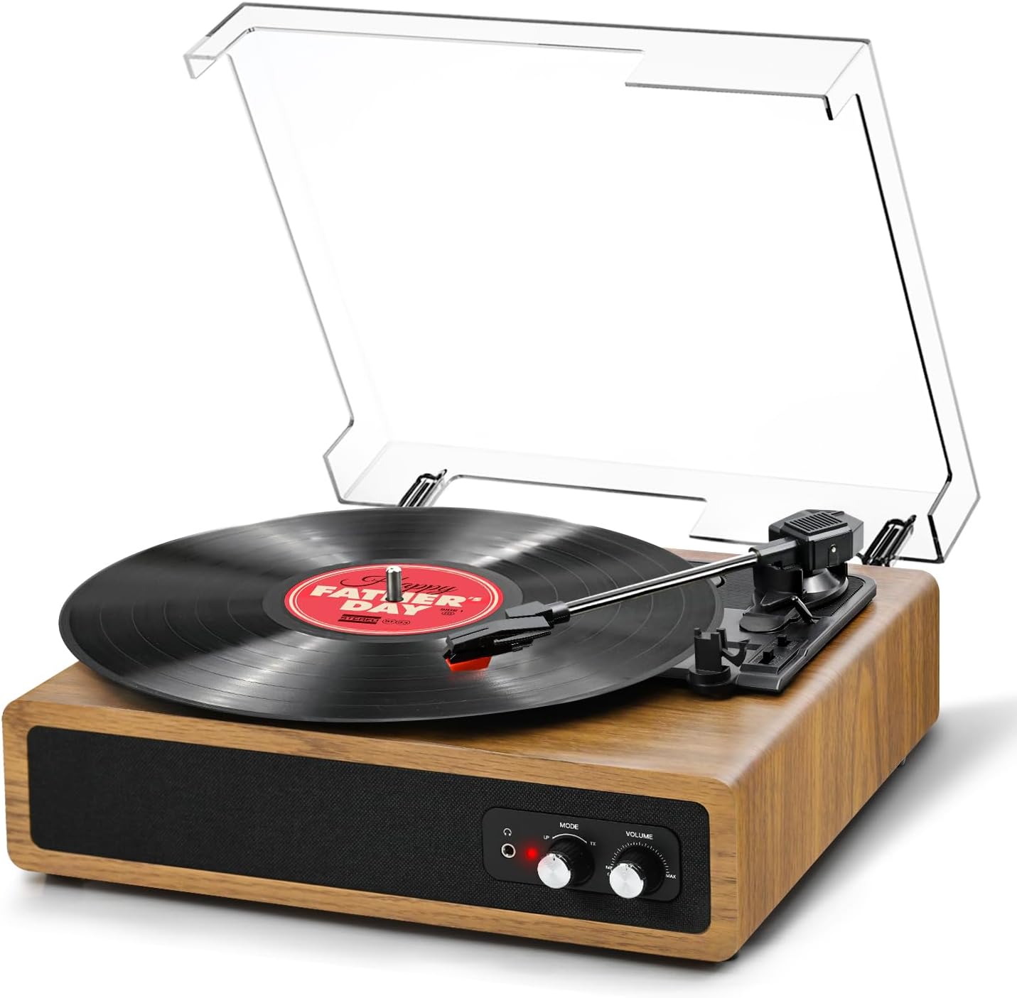 Anesky Record Player, Bluetooth Turntable with 3 Speeds (33/45/78 RPM), Built-in 2 Stereo Speakers, RCA, AUX, Belt-Driven Retro Vinyl Player for Vinyl Records and Music - Natrual Wood