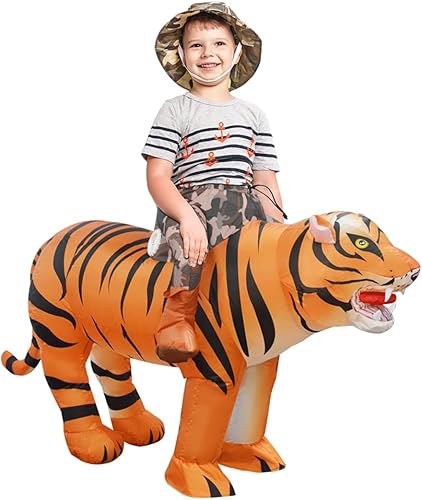 Miniatura 4 de GOOSH Disfraz inflable de tigre para niños, disfraces de Halloween para niños y niñas, divertido disfraz inflable para fiesta de Halloween, cosplay