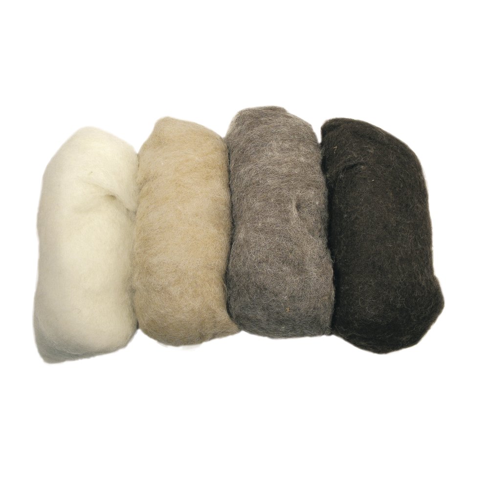 Rayher Set of 5 Coloured Wool Tops for Felting, Soft Roving for Weaving and Spinning, Carded Wool Batts, 10g each, 100% Wool, 5364400