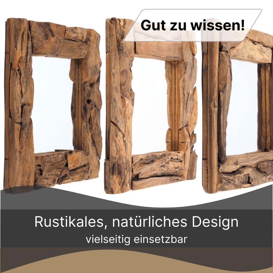 Dekor-Spiegel-Set Aus Holz – 3-teilig, Quadratisch, Fertig Zum Aufhängen | Wohndeko Für Wohnzimmer & Flur