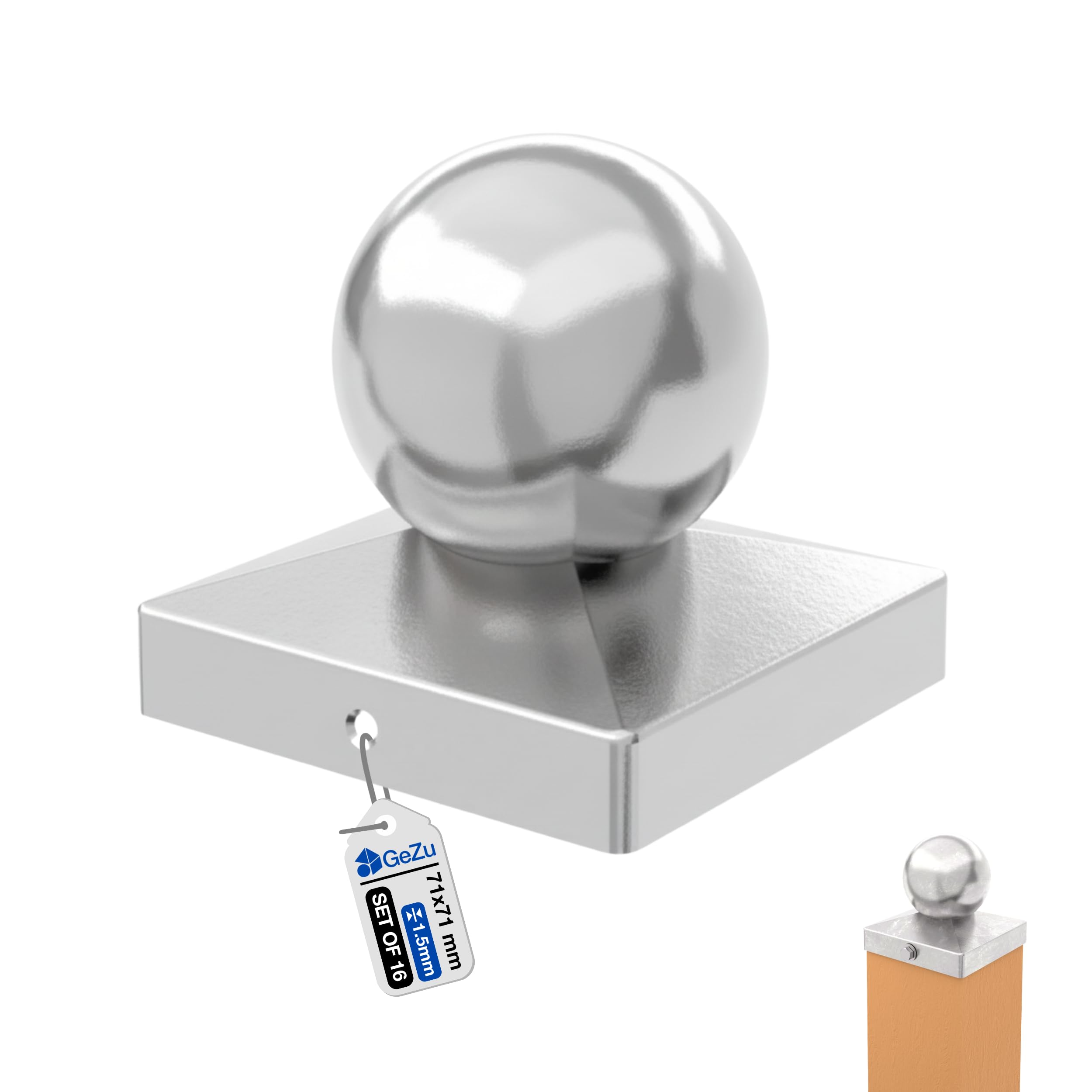 GeZu Impex Capuchon de poteau Boule 71 x 71 mm