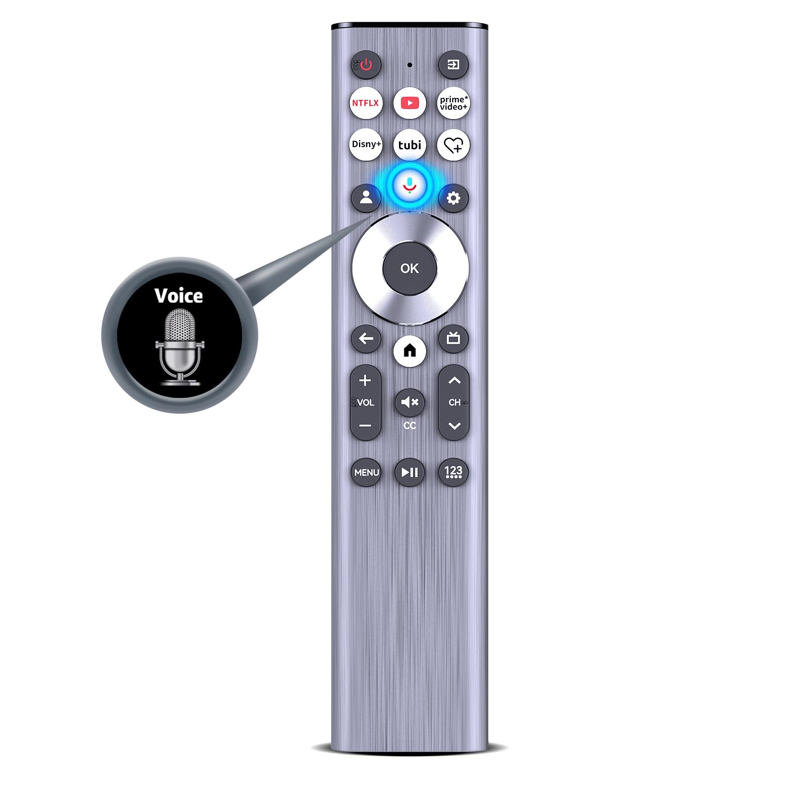 PZL Backlit Replacement ERF6A80 Voice Remote Control for Hisense A7/U6/U7/U8 Series Mini-LED ULED 4K UHD Google Smart TV 75U7N 55U6N 65U6N 75U6N 85U6N